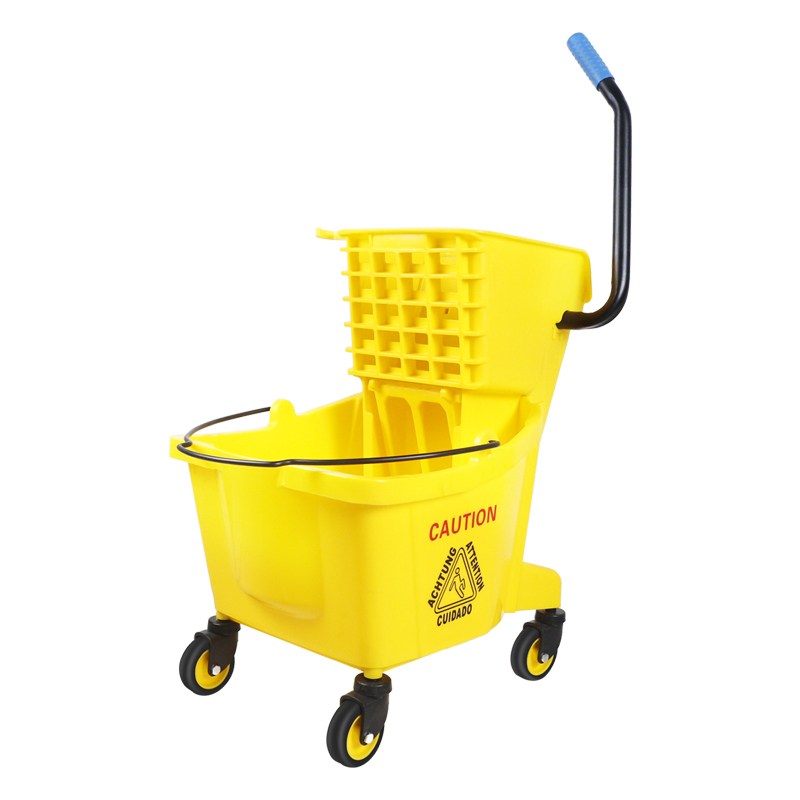 B-040C Yellow 32 Liters Floor Mop Bucket Thickened Waterwheel Squeeze Bucket
