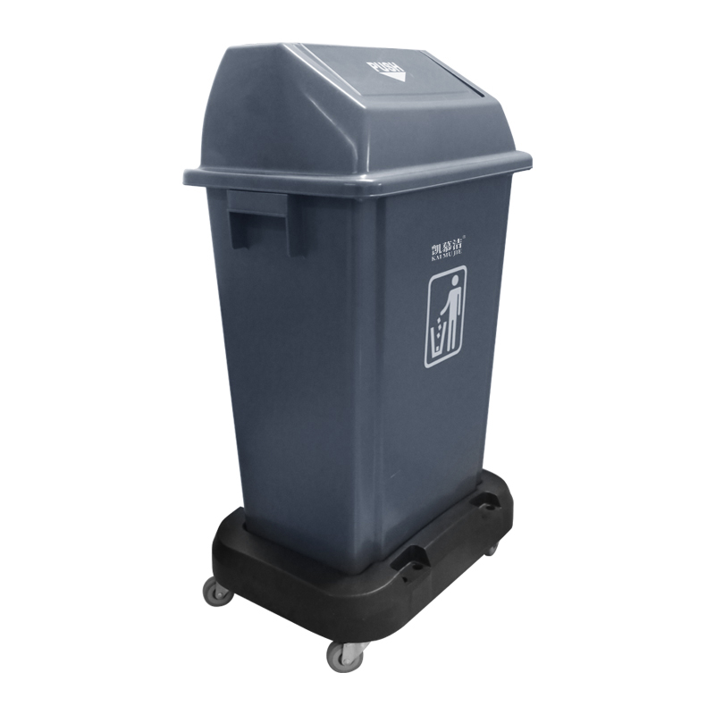 60L Flip over trash can with wheels